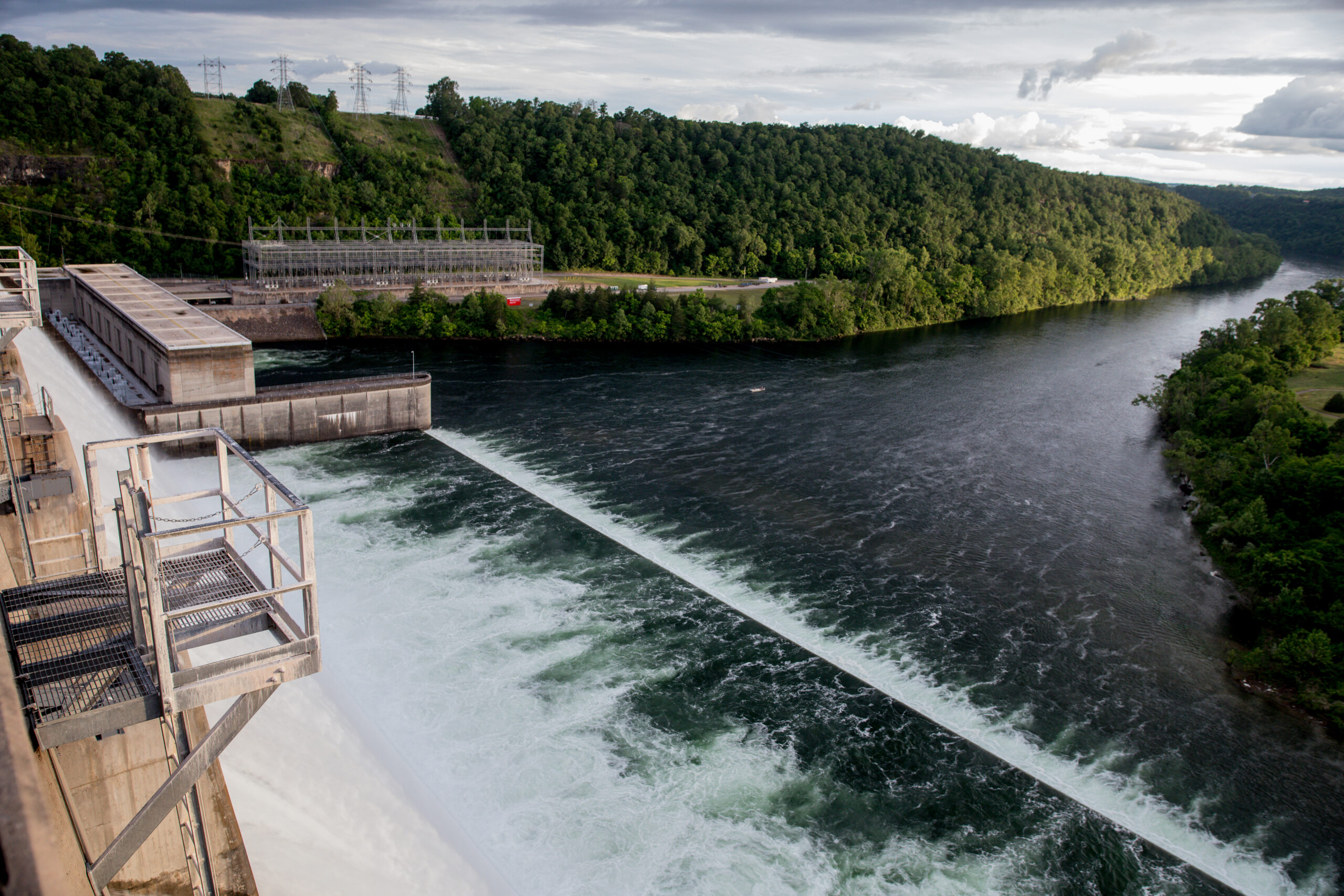 Bull Shoal Dam Spillway releases looking downstream