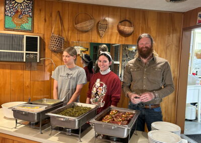 Bailey, Morgan, and Caitlin on the Serving Line