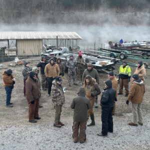 Bailey with Large Group of Fishing Guides for a Corporate Trip